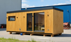 Баня из морского контейнера 20 футов 15м2 с топкой внутри - внешний вид 2